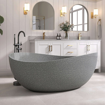 Medunjess 65'' Pietrisco Freestanding Terrazzo Bathtub