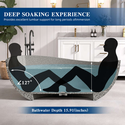 Medunjess 65'' Pietrisco Freestanding Terrazzo Bathtub