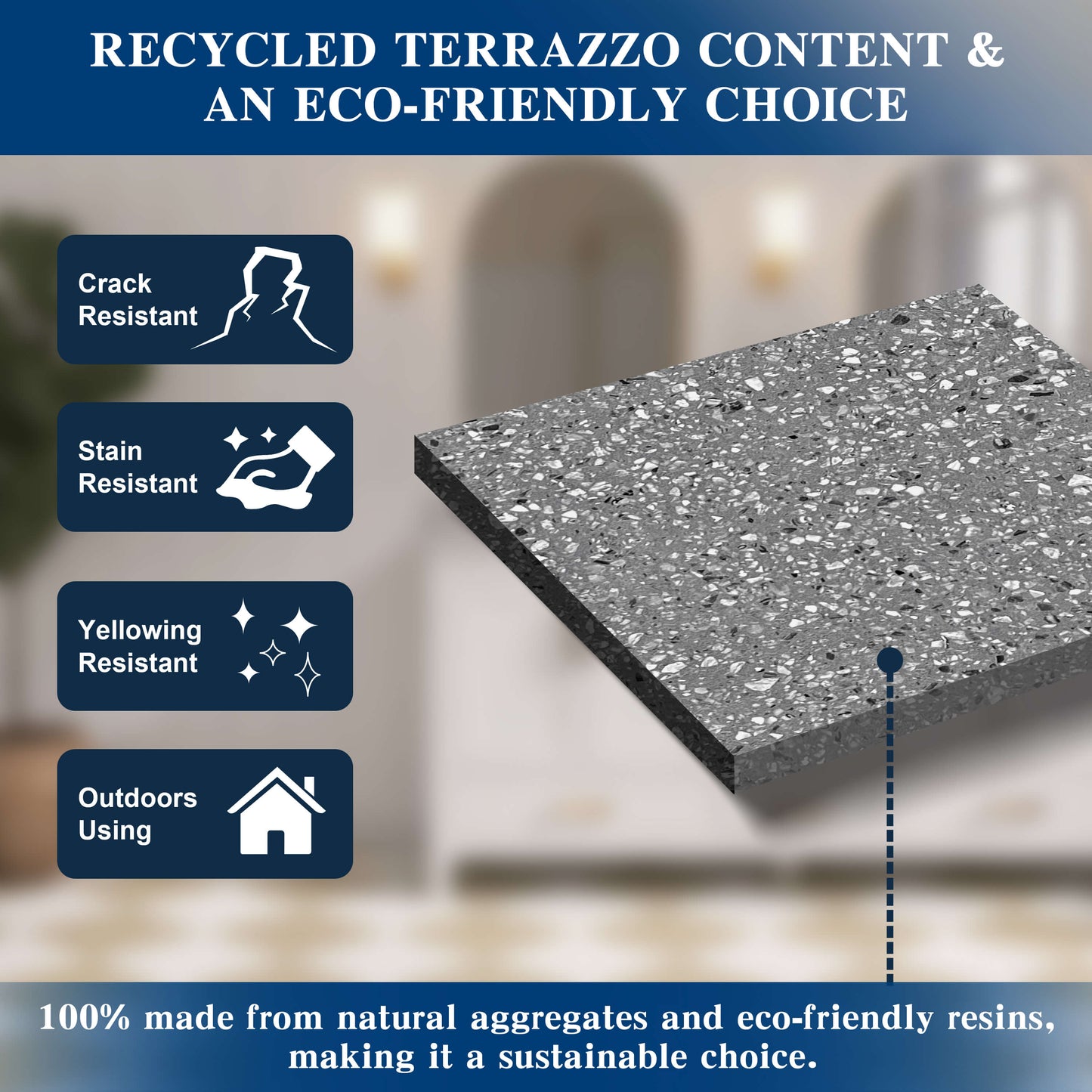 Medunjess 65'' Pietrisco Freestanding Terrazzo Bathtub