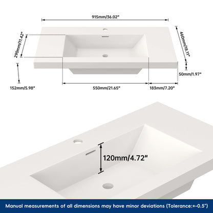 Medunjess 36'' Tide Solid Surface Basin