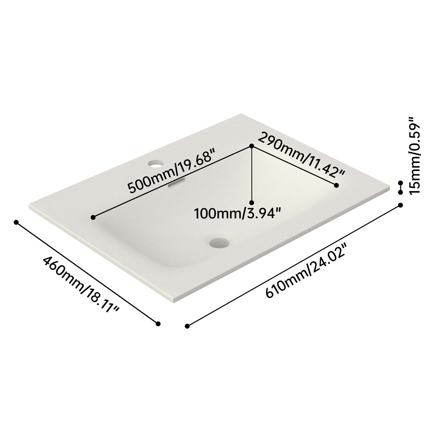 Medunjess 24'' Scoop Solid Surface Basin