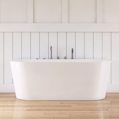 Medunjess 64'' Streamline Freestanding acrylic massage bathtub，6-nozzle massage