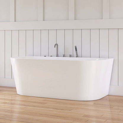 Medunjess 64'' Streamline Freestanding acrylic massage bathtub，6-nozzle massage