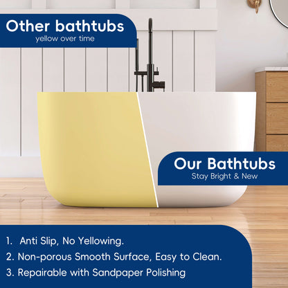 Medunjess 47'' Quaria Freestanding Bathtub Solid Surface Stone