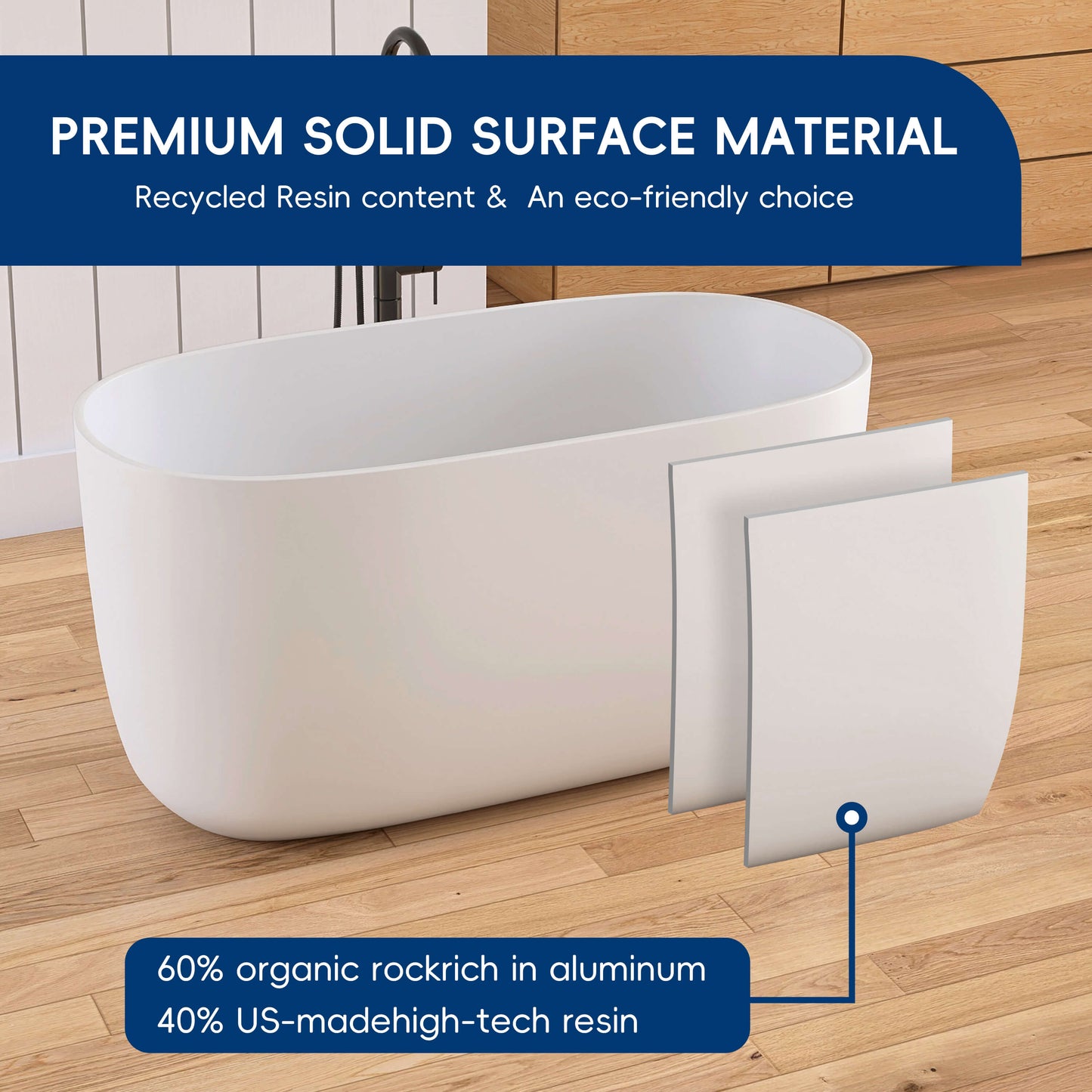 Medunjess 47'' Quaria Freestanding Bathtub Solid Surface Stone