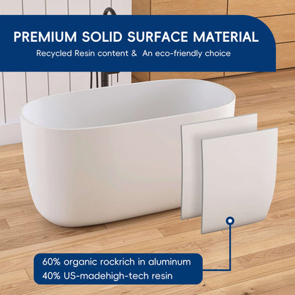 Medunjess 47'' Quaria Freestanding Bathtub Solid Surface Stone