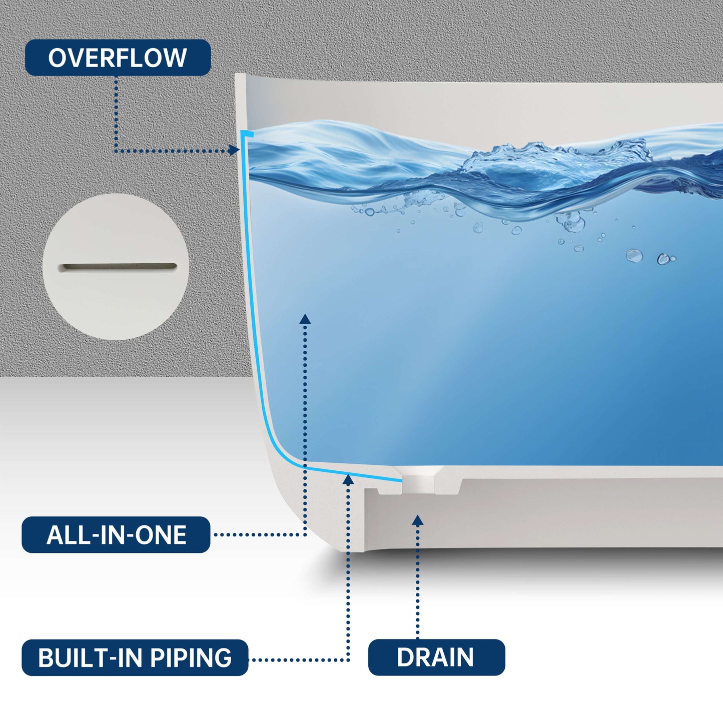 Medunjess 47'' Quaria Freestanding Bathtub Solid Surface Stone