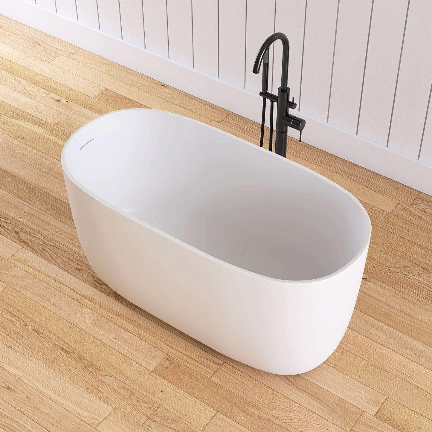 Medunjess 47'' Quaria Freestanding Bathtub Solid Surface Stone