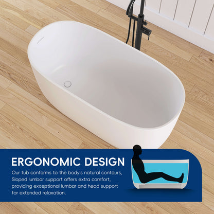 Medunjess 47'' Quaria Freestanding Bathtub Solid Surface Stone