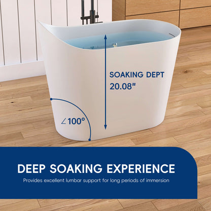 Medunjess 43''Artificial stone freestanding bathtub with seat (matte white)