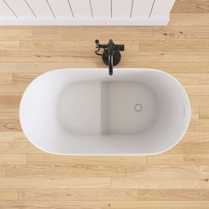 Medunjess 43''Artificial stone freestanding bathtub with seat (matte white)