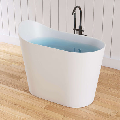 Medunjess 43''Artificial stone freestanding bathtub with seat (matte white)