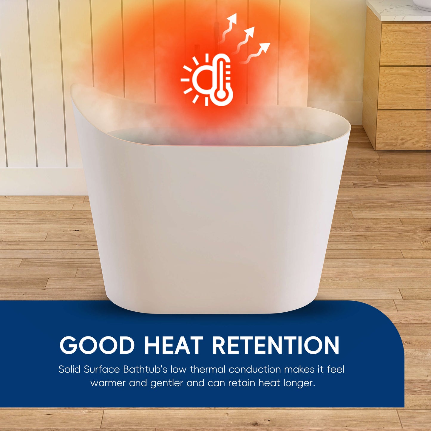 Medunjess 43''Artificial stone freestanding bathtub with seat (matte white)