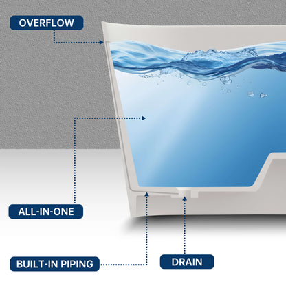 Medunjess 43''Artificial stone freestanding bathtub with seat (matte white)