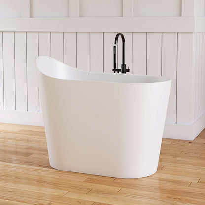 Medunjess 43''Artificial stone freestanding bathtub with seat (matte white)