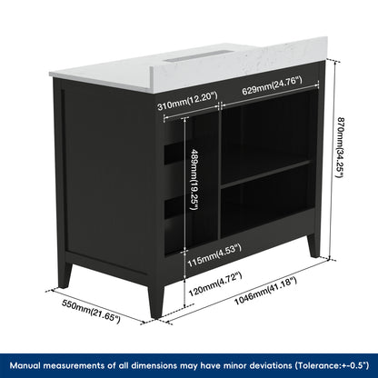Medunjess 42" Freestanding Bathroom Vanity Set with Engineered Stone Countertop & Undermount Sink - Elegant Black