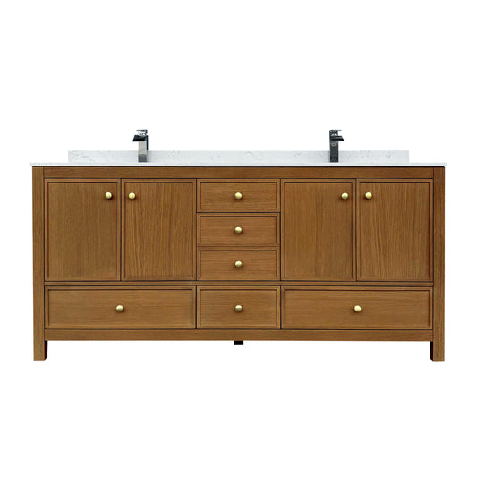 Medunjess 72" White Oak Solid Wood Bathroom Vanity with Sink