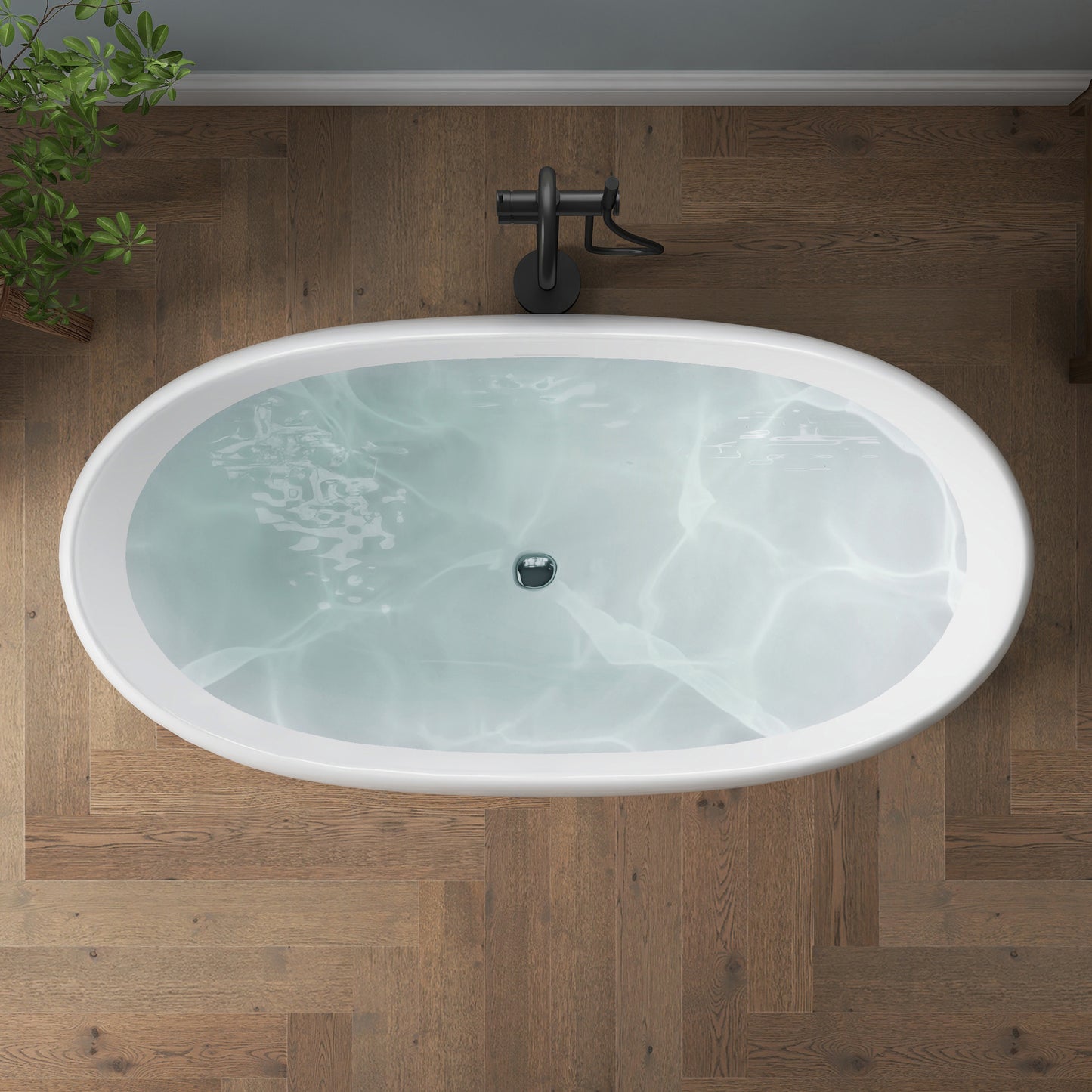 Medunjess 63" Modern Fluted Oval Freestanding Soaking Bathtub