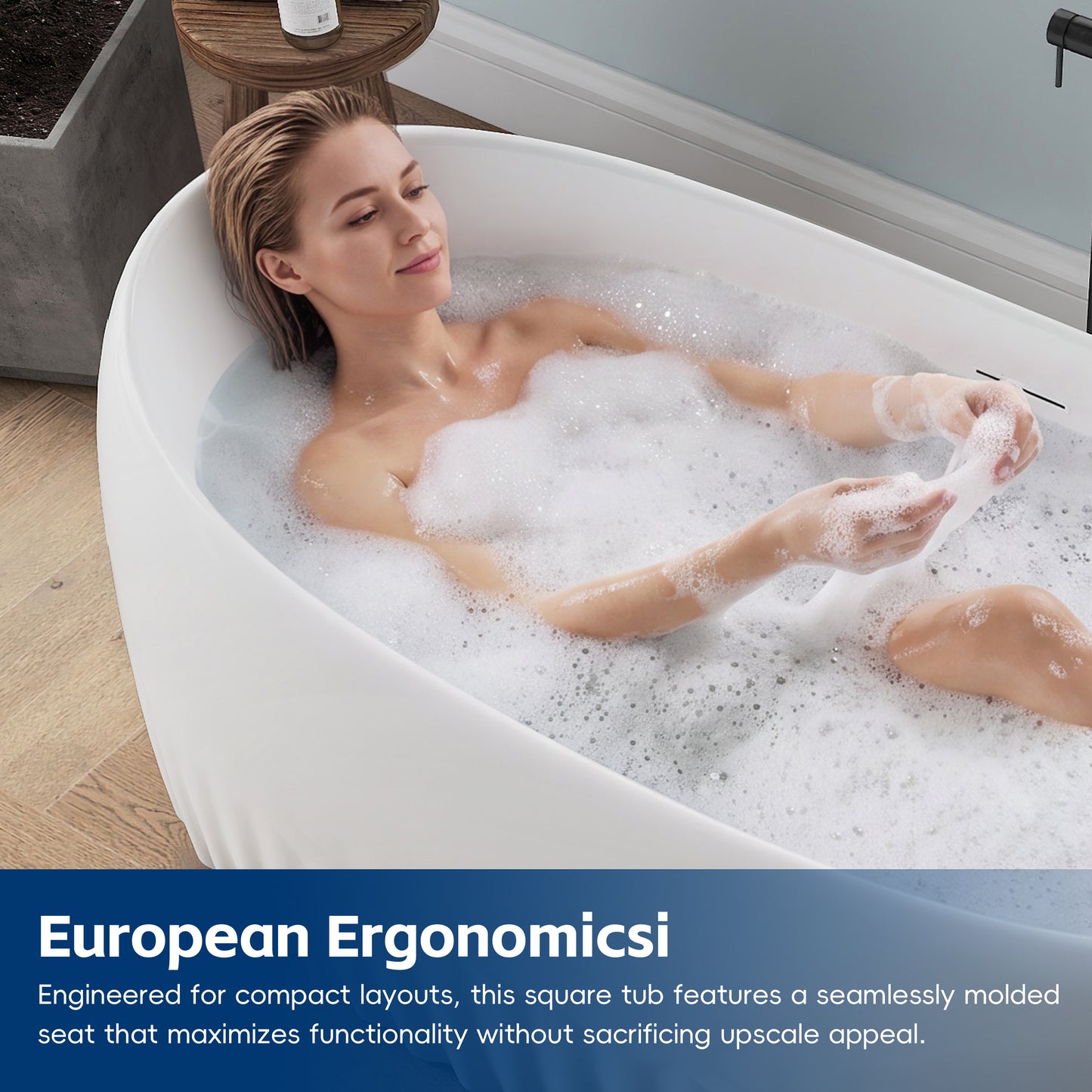 Medunjess 63" Modern Fluted Oval Freestanding Soaking Bathtub