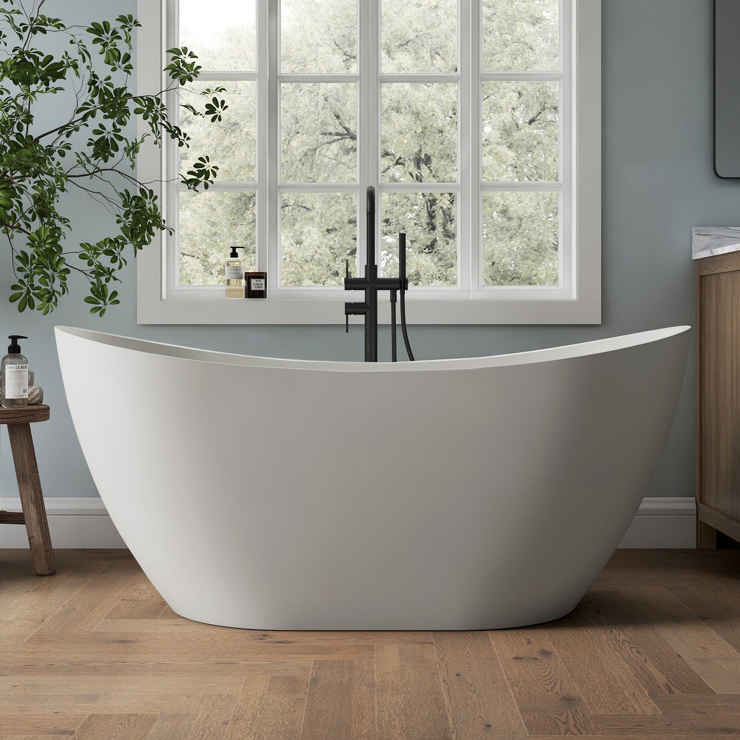 Medunjess 60" Alba Acrylic Freestanding Bathtub Deep Soaking Tub