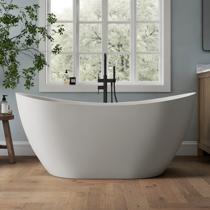 Medunjess 60" Alba Acrylic Freestanding Bathtub Deep Soaking Tub