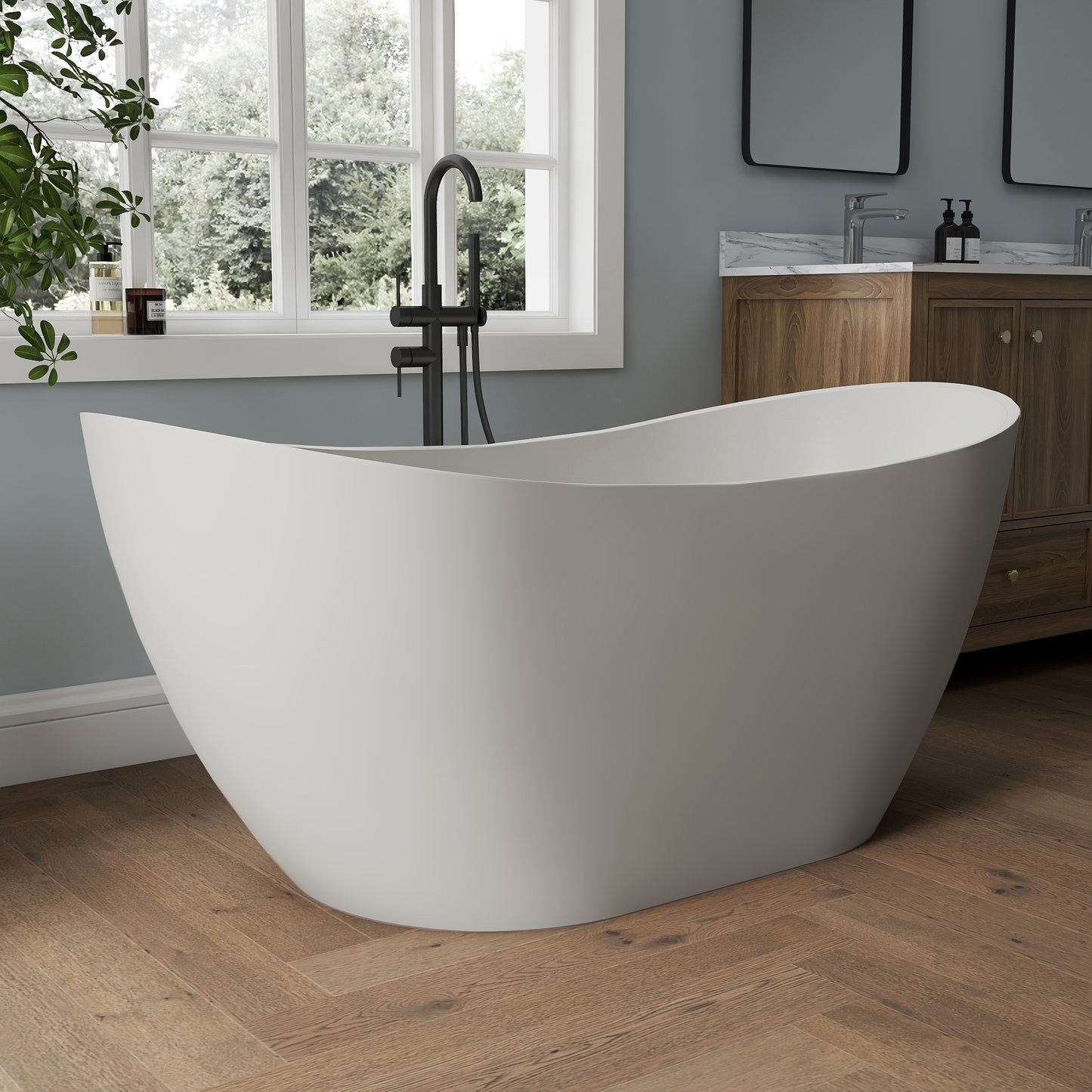 Medunjess 60" Alba Acrylic Freestanding Bathtub Deep Soaking Tub