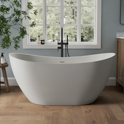 Medunjess 60" Alba Acrylic Freestanding Bathtub Deep Soaking Tub