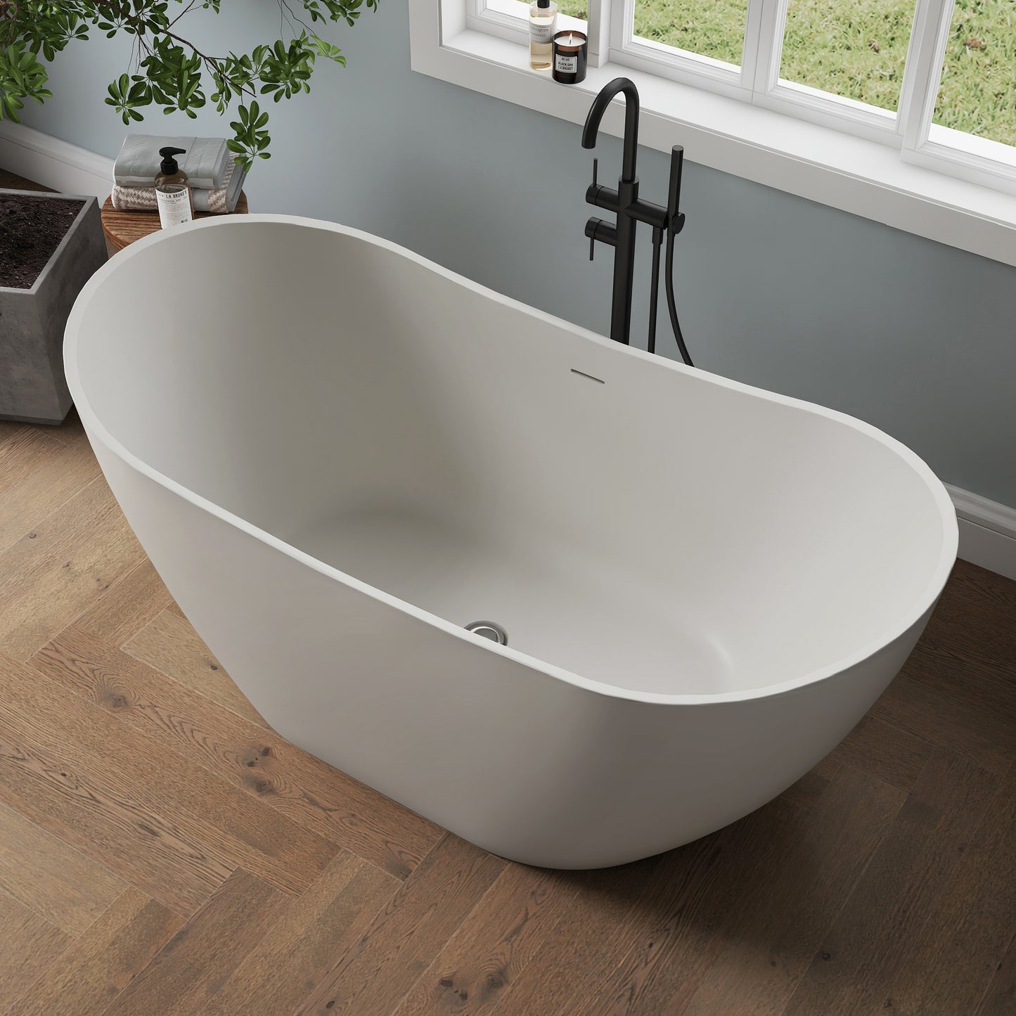 Medunjess 60" Alba Acrylic Freestanding Bathtub Deep Soaking Tub