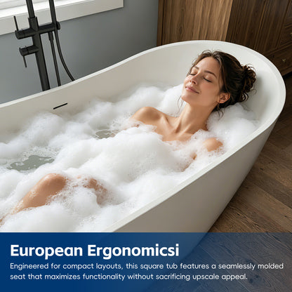 Medunjess 60" Alba Acrylic Freestanding Bathtub Deep Soaking Tub