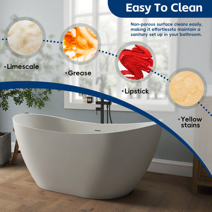 Medunjess 60" Alba Acrylic Freestanding Bathtub Deep Soaking Tub