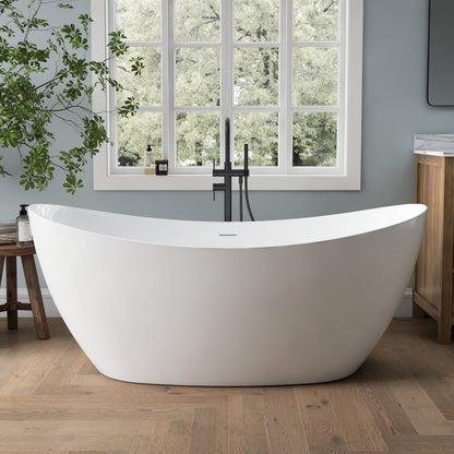 Medunjess 65" Modern Acrylic Freestanding Bathtub Deep Soaking Tub