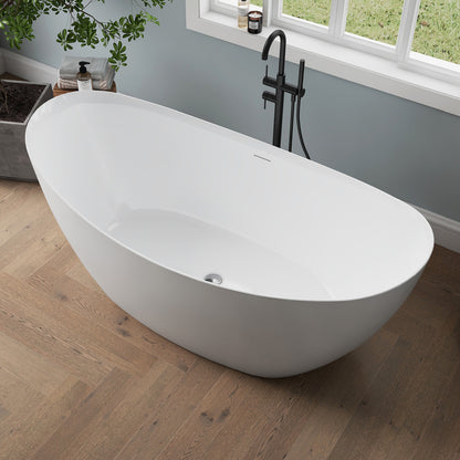 Medunjess 65" Modern Acrylic Freestanding Bathtub Deep Soaking Tub