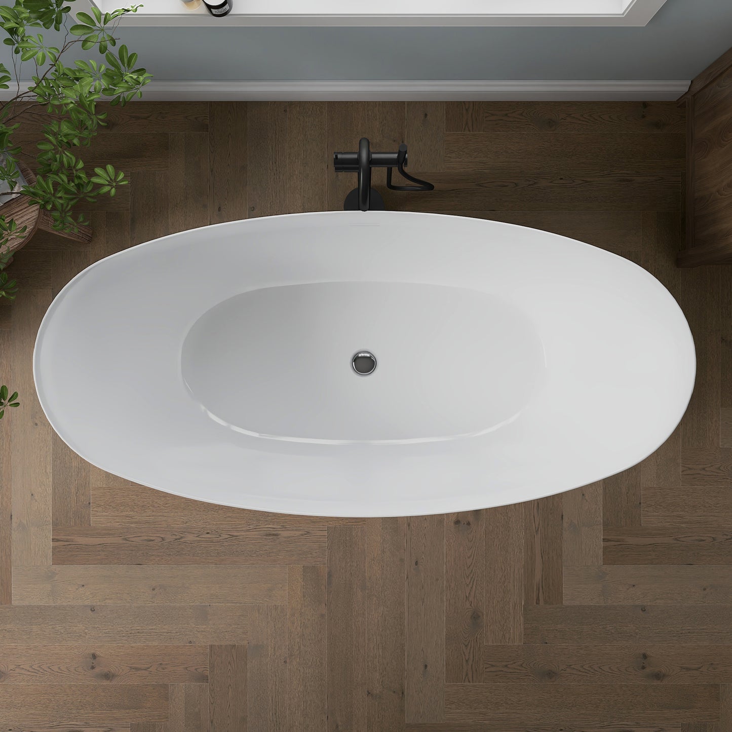 Medunjess 65" Modern Acrylic Freestanding Bathtub Deep Soaking Tub