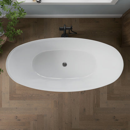 Medunjess 65" Modern Acrylic Freestanding Bathtub Deep Soaking Tub