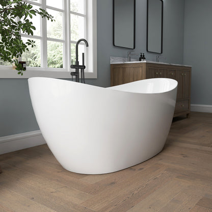 Medunjess 65" Modern Acrylic Freestanding Bathtub Deep Soaking Tub