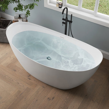 Medunjess 65" Modern Acrylic Freestanding Bathtub Deep Soaking Tub
