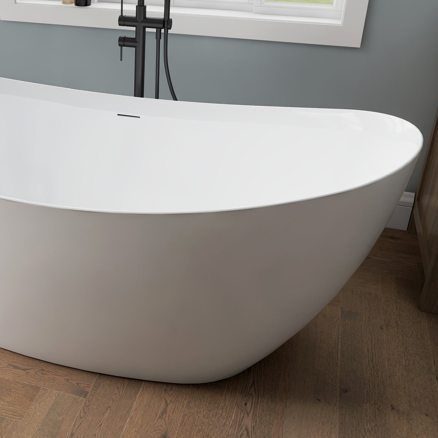 Medunjess 65" Modern Acrylic Freestanding Bathtub Deep Soaking Tub