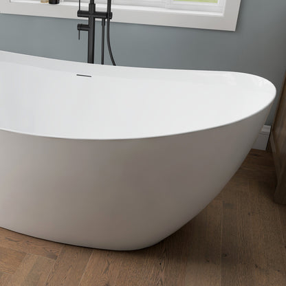 Medunjess 65" Modern Acrylic Freestanding Bathtub Deep Soaking Tub