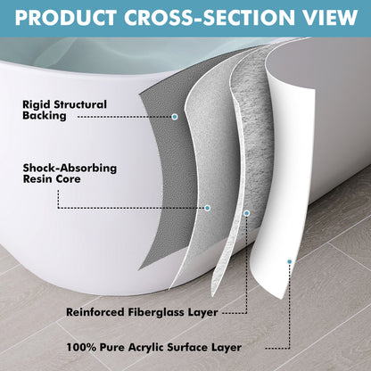Medunjess 67'' Legacy Freestanding acrylic Bathtub