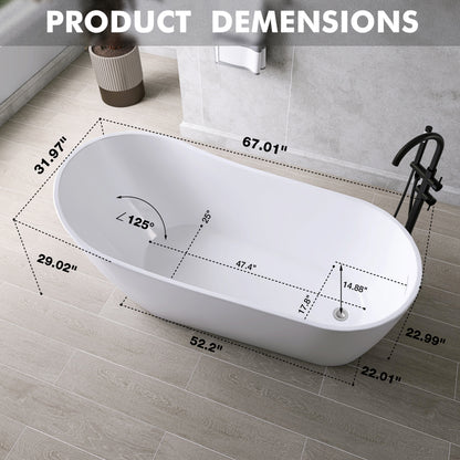 Medunjess 67'' Legacy Freestanding acrylic Bathtub