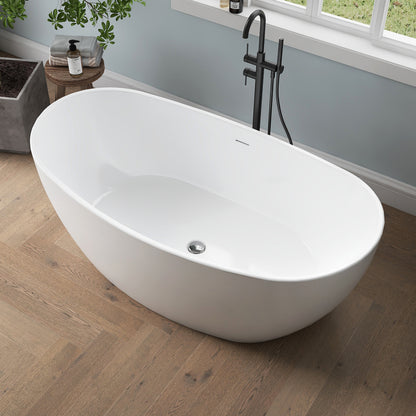 Medunjess 55'' Cascade Freestanding Tub Deep Soaking Acrylic Bathtub