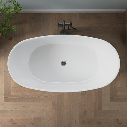 Medunjess 55'' Cascade Freestanding Tub Deep Soaking Acrylic Bathtub