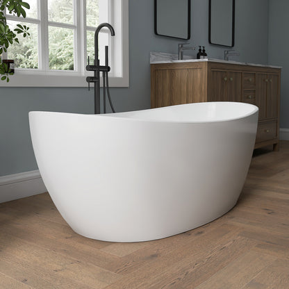 Medunjess 55'' Cascade Freestanding Tub Deep Soaking Acrylic Bathtub