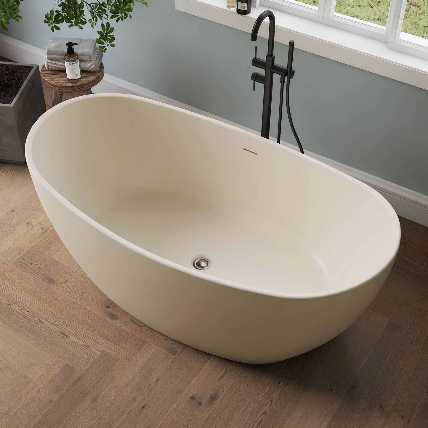 Medunjess 61'' Milk-Coffee Ethos Freestanding acrylic bathtub