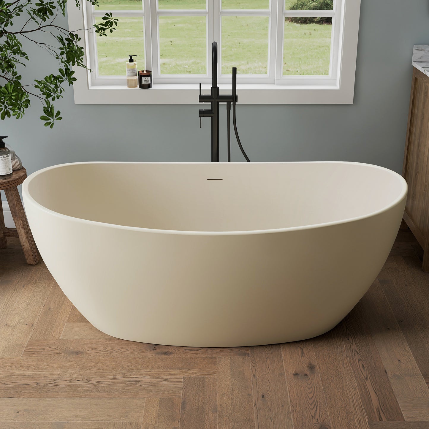 Medunjess 61'' Milk-Coffee Ethos Freestanding acrylic bathtub
