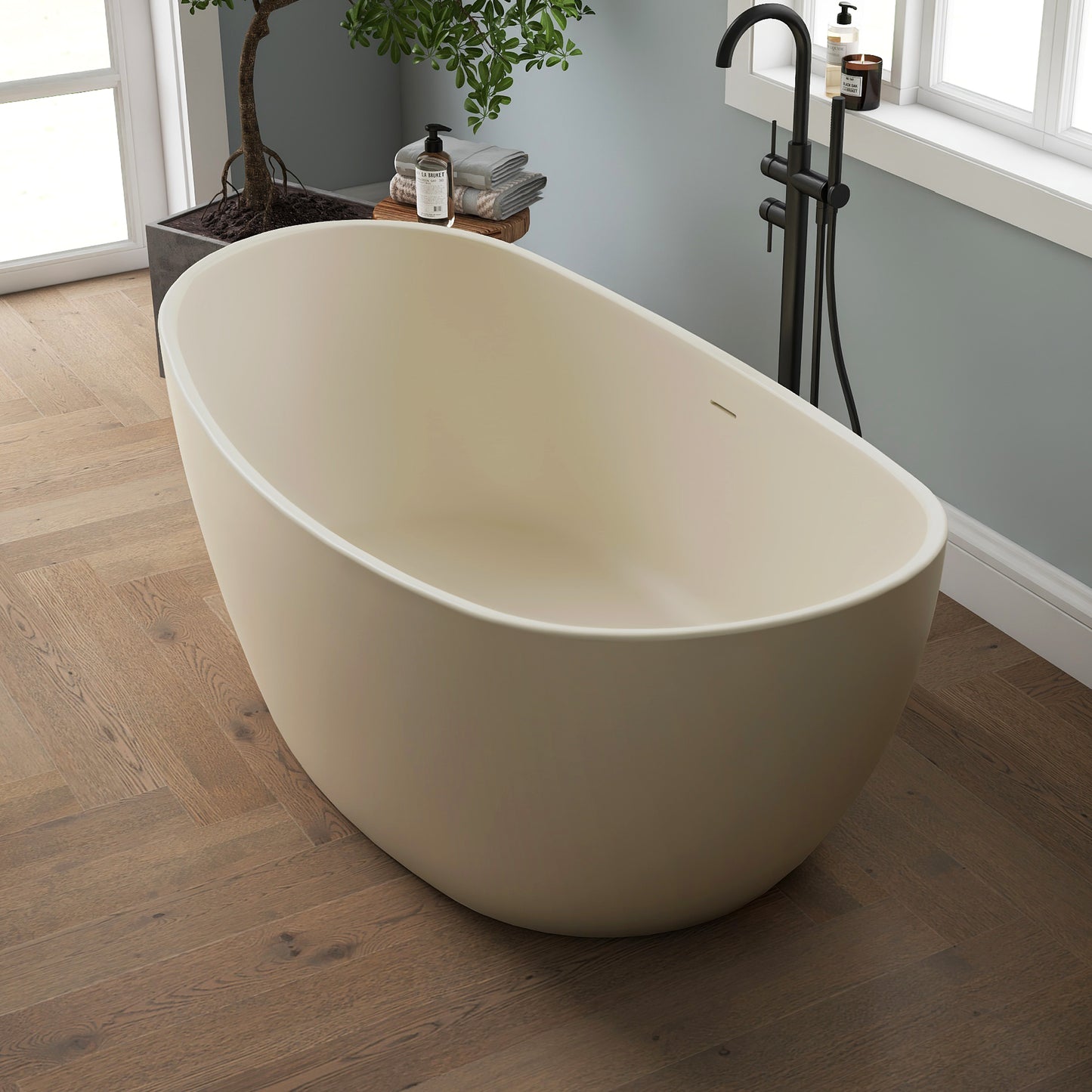 Medunjess 61'' Milk-Coffee Ethos Freestanding acrylic bathtub