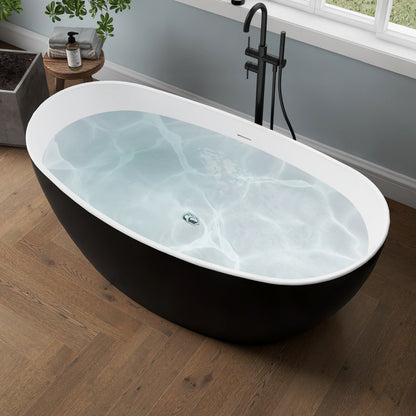 Medunjess 60'' Void Freestanding Tub Deep Soaking Acrylic Bathtub