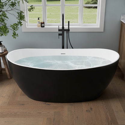 Medunjess 60'' Void Freestanding Tub Deep Soaking Acrylic Bathtub