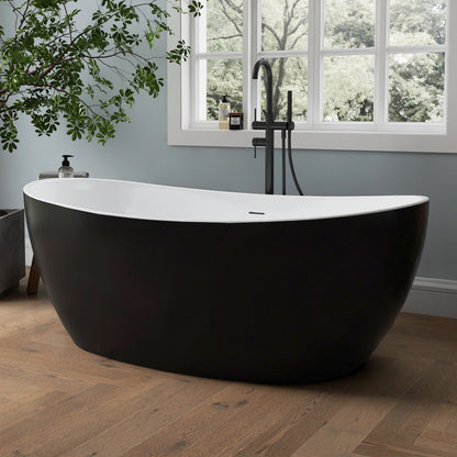 Medunjess 60'' Void Freestanding Tub Deep Soaking Acrylic Bathtub