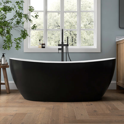 Medunjess 60'' Void Freestanding Tub Deep Soaking Acrylic Bathtub